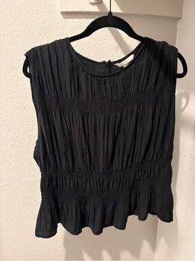 H&M Black Sleeveless Pleated Peplum Top